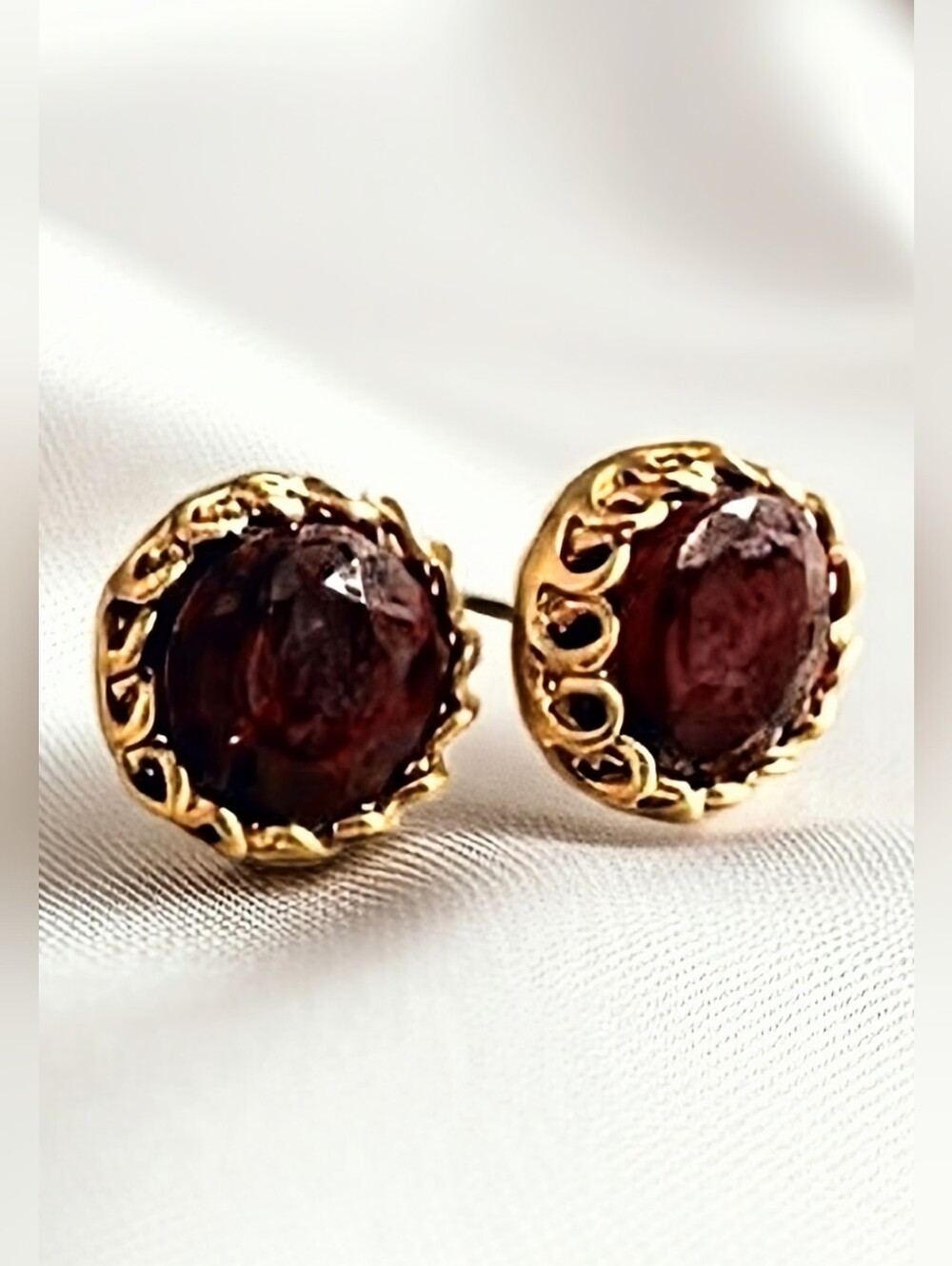 8 Carats Natural Rough Ruby In 24K Brushed Gold Classic Earrings